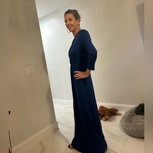 Tommy Bahama Deep Blue Long Sleeve Dress Maxi V Neck